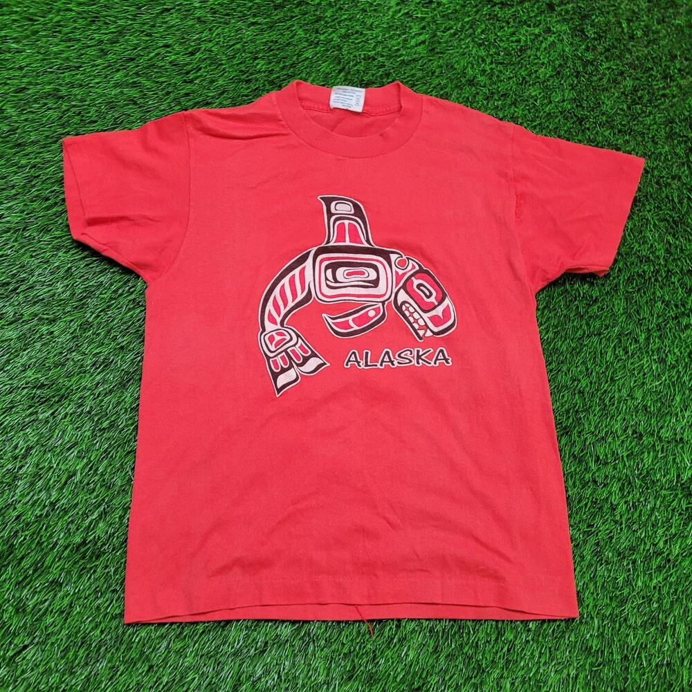 Vintage 80s Alaska Killer Whale Orca T-Shirt Mens Small USA Made Haida Art